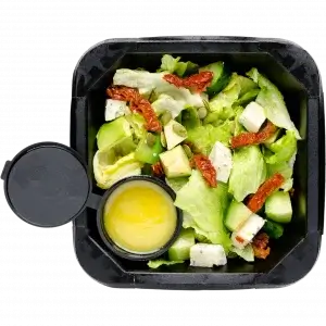 Салат з авокадо, в'яленими томатами і лимонним дрессингом